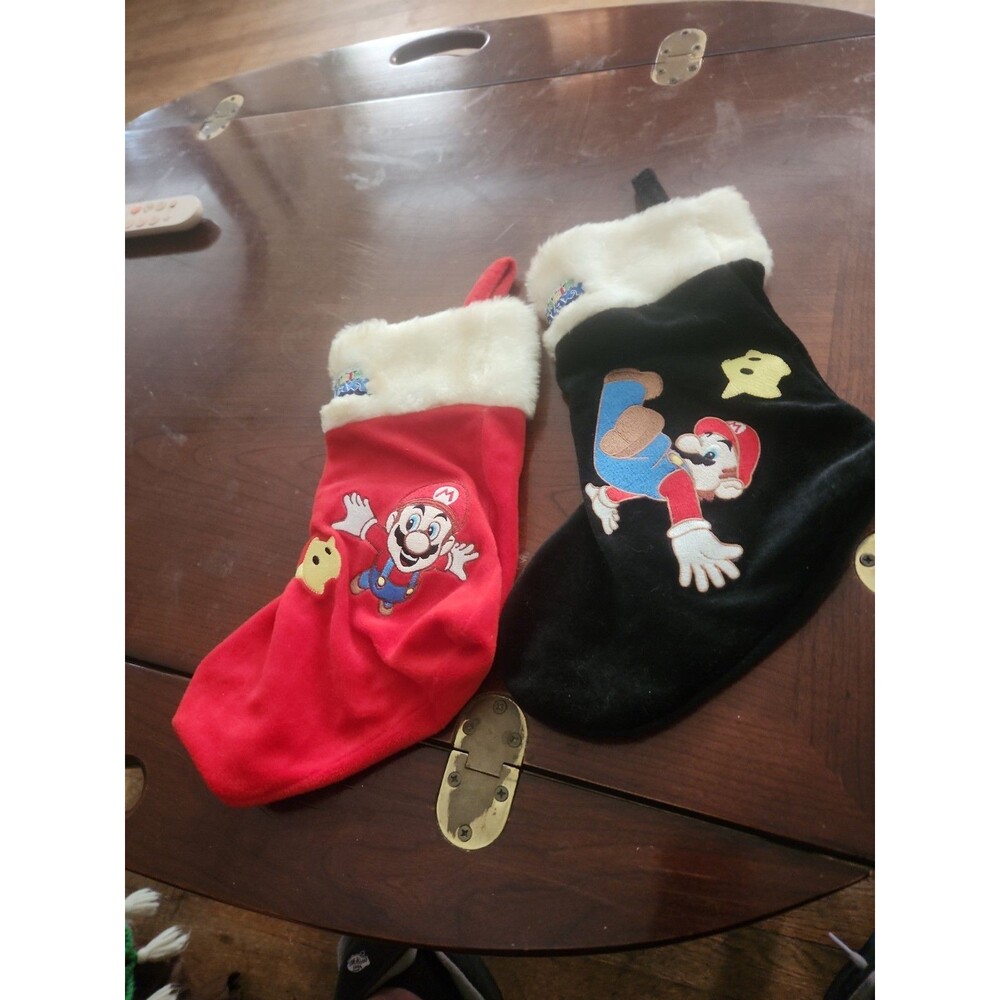 Super Mario Galaxy Nintendo Wii Black Christmas Holiday Stocking Lot Of 2